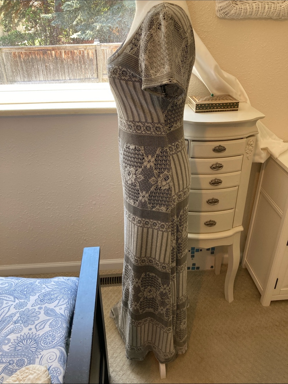 Breakin' Loose Silver Vintage Maxi Dress size 5/6 - Picture 6 of 9